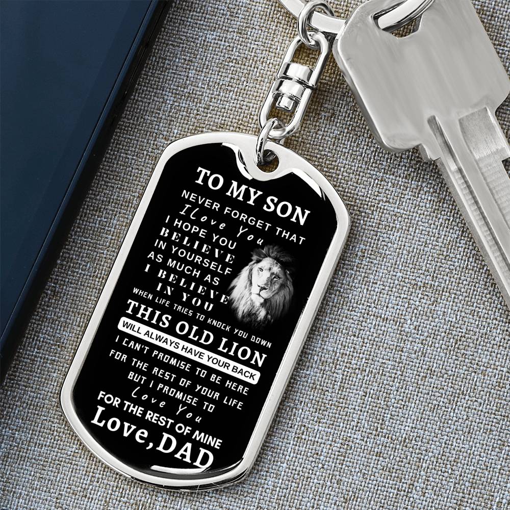 To My Son Dog Tag Key Chain