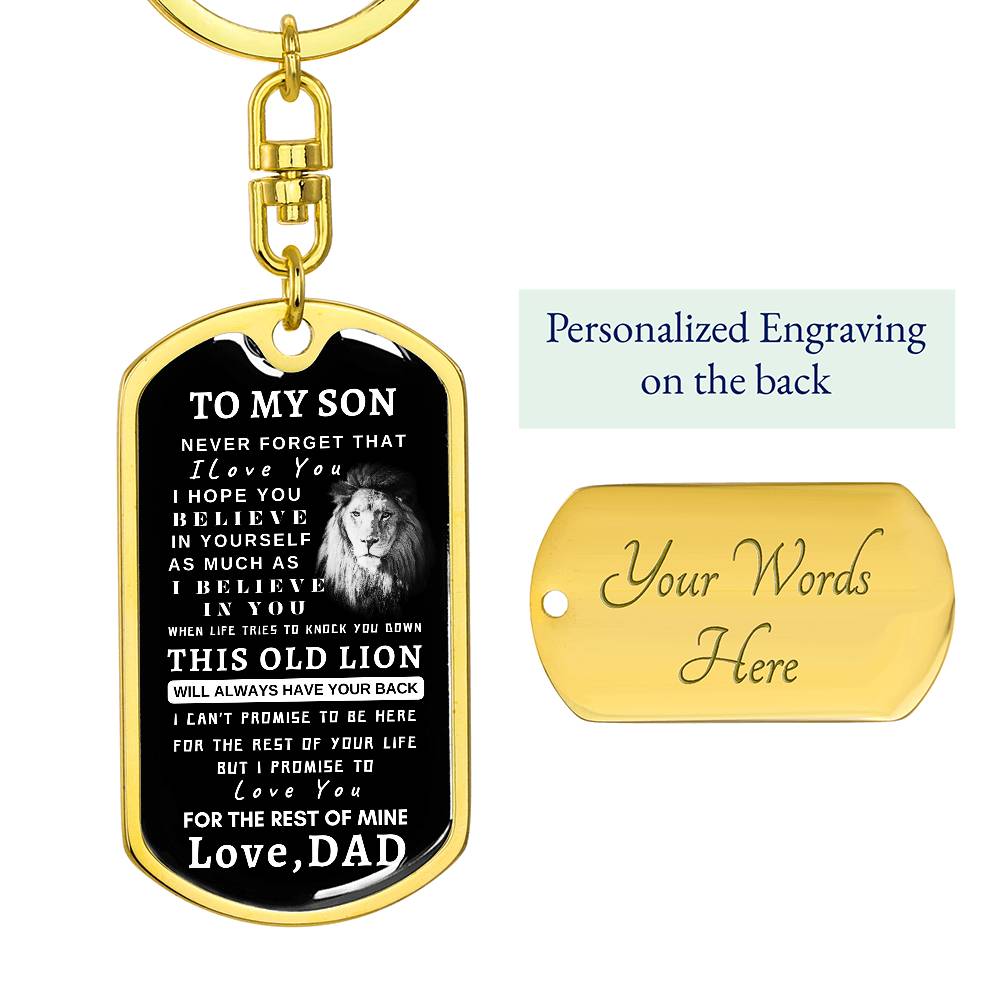 To My Son Dog Tag Key Chain