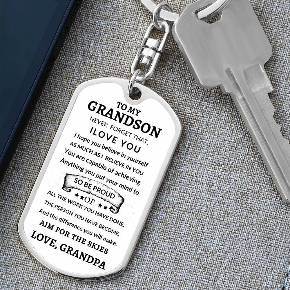 Dog Tag Key Chain To Grandson From Grandpa