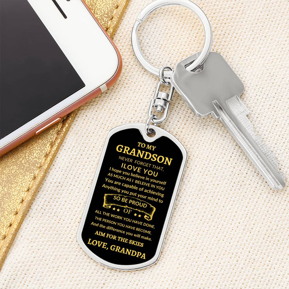 Dog Tag Key Chain To Grandson From Grandpa