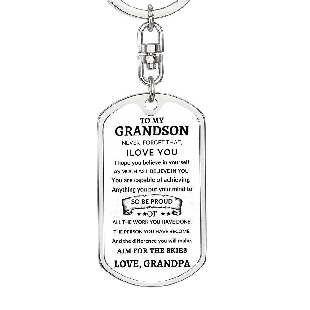 Dog Tag Key Chain To Grandson From Grandpa