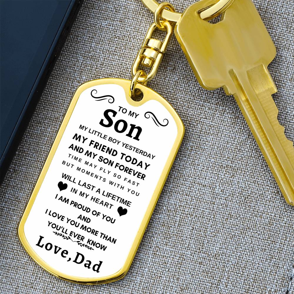 Dog Tag Key Chain To Son From Dad