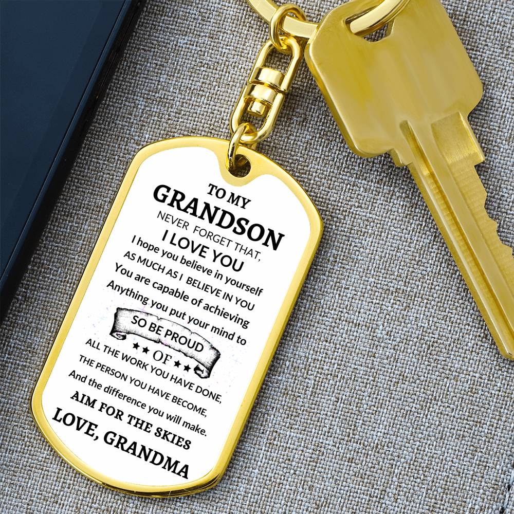 Dog Tag Key Chain To Grandson From Grandma
