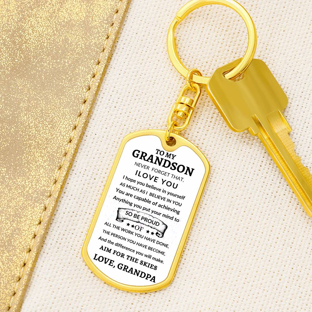 Dog Tag Key Chain To Grandson From Grandpa