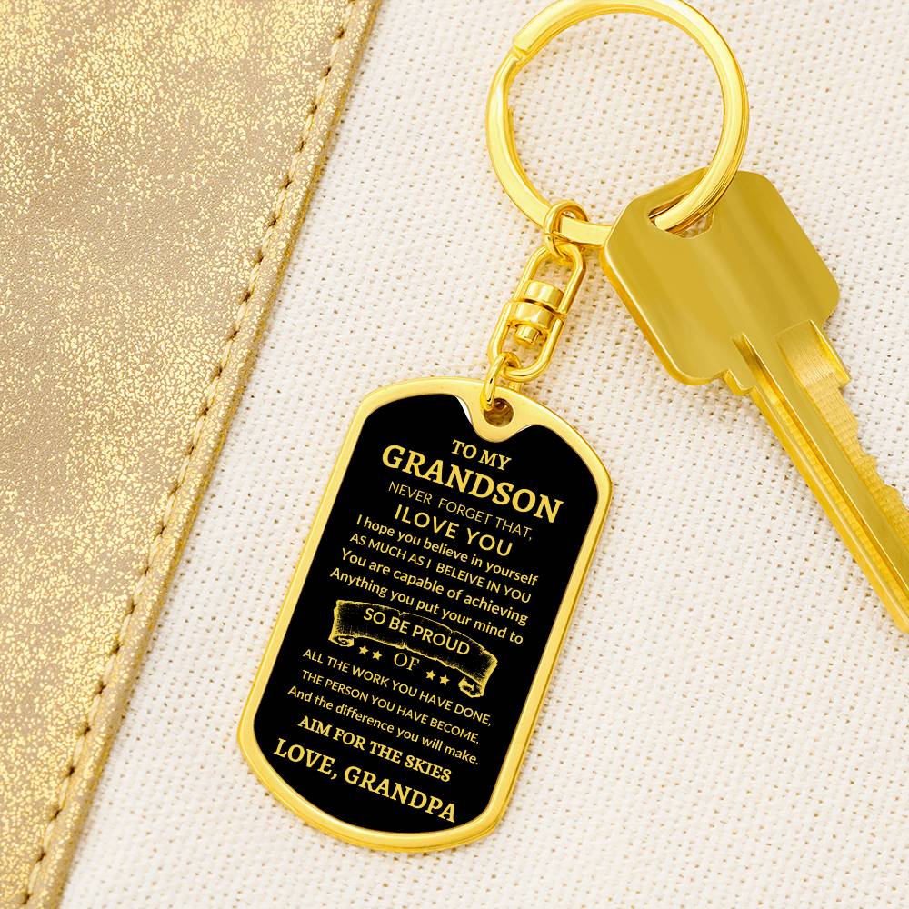 Dog Tag Key Chain To Grandson From Grandpa