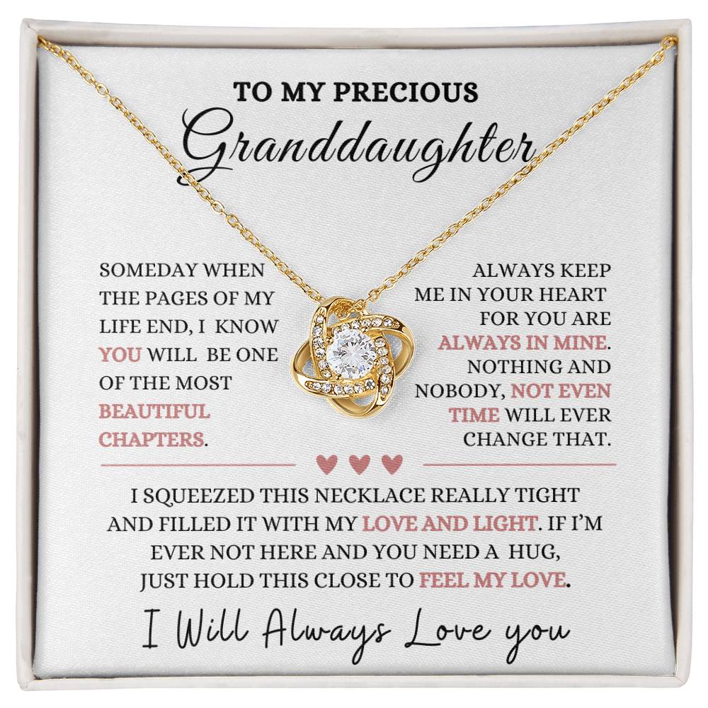 To My Precious Granddaughter Love Knot Necklace-Christmas gift, Graduation Gift, Baby Shower, Birthday gift