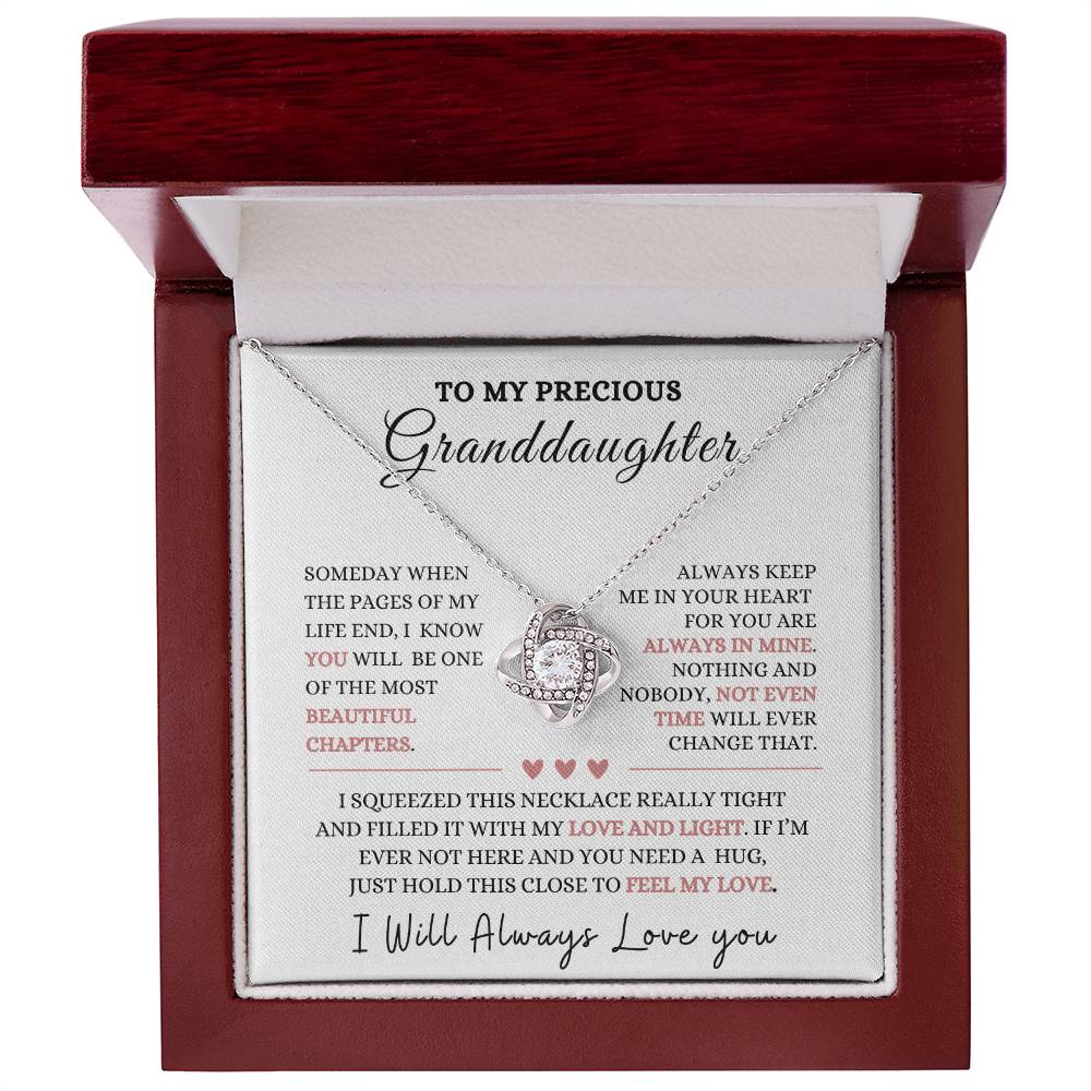 To My Precious Granddaughter Love Knot Necklace-Christmas gift, Graduation Gift, Baby Shower, Birthday gift