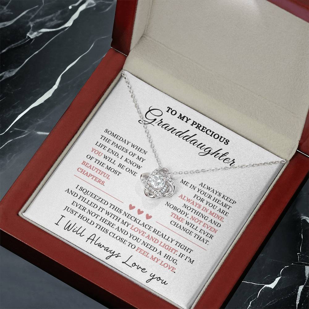 To My Precious Granddaughter Love Knot Necklace-Christmas gift, Graduation Gift, Baby Shower, Birthday gift