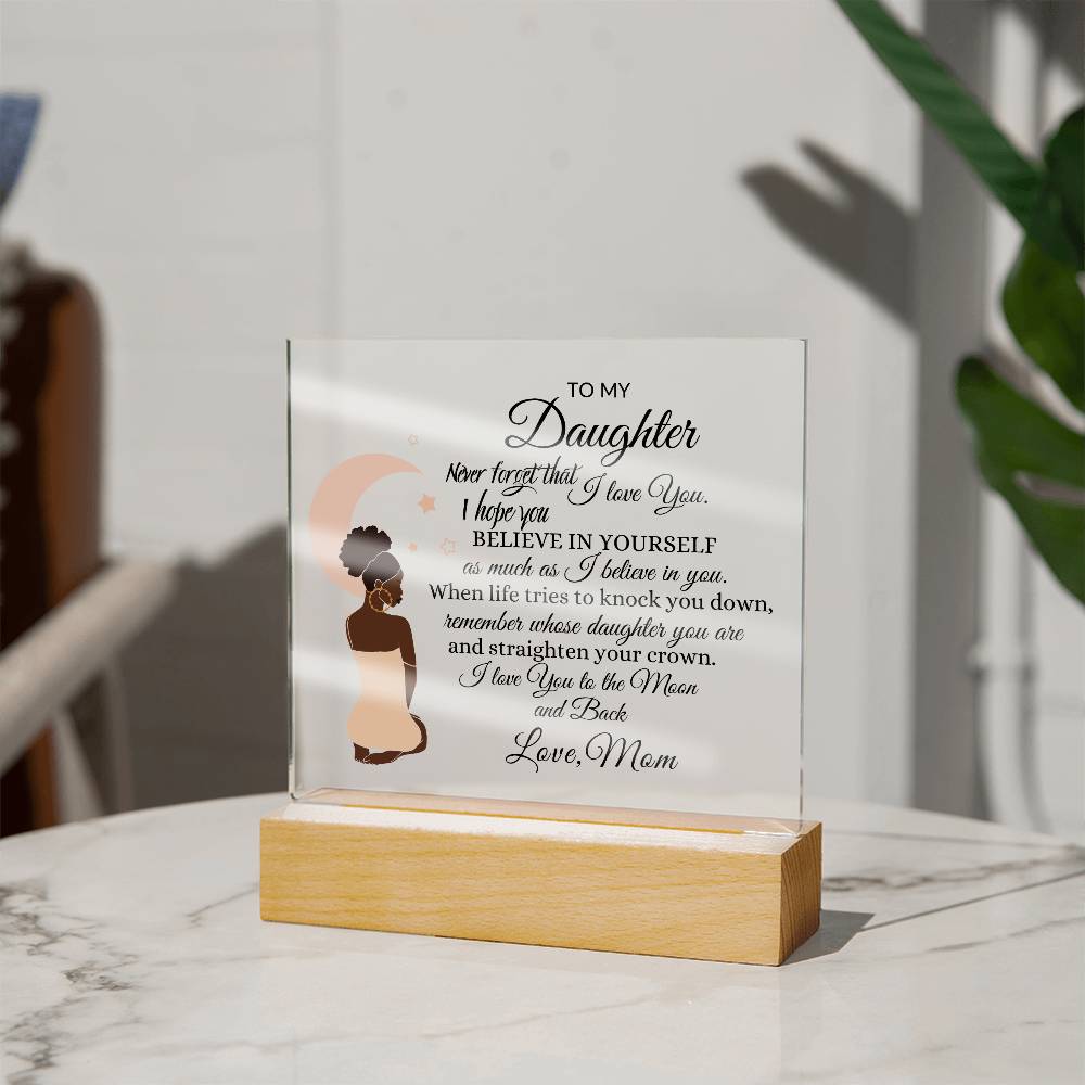 To The Moon and Back Daughter Acrylic Square Plaque (Queen)