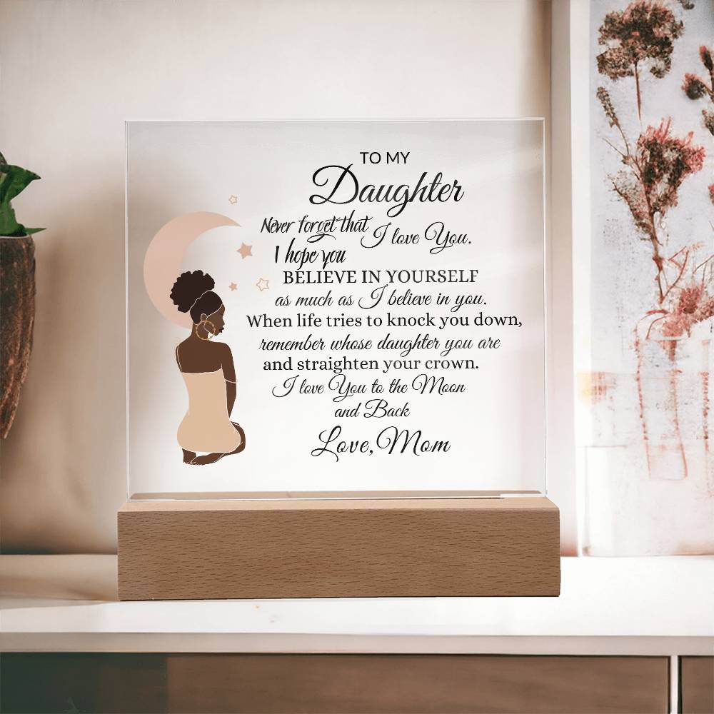 To The Moon and Back Daughter Acrylic Square Plaque (Queen)