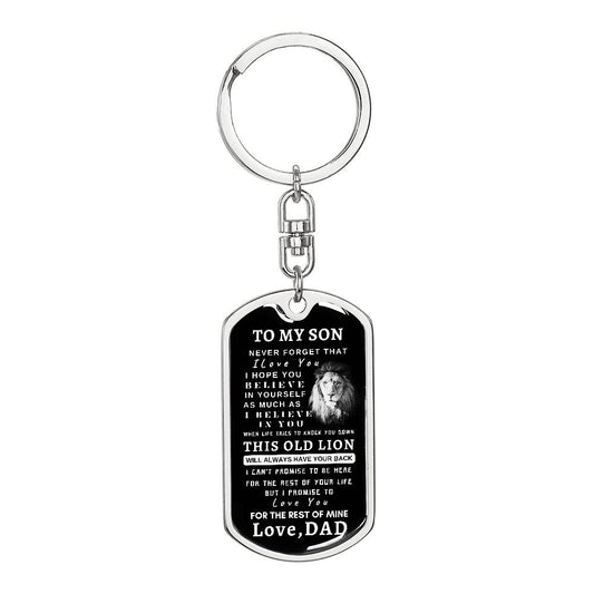 To My Son Dog Tag Key Chain