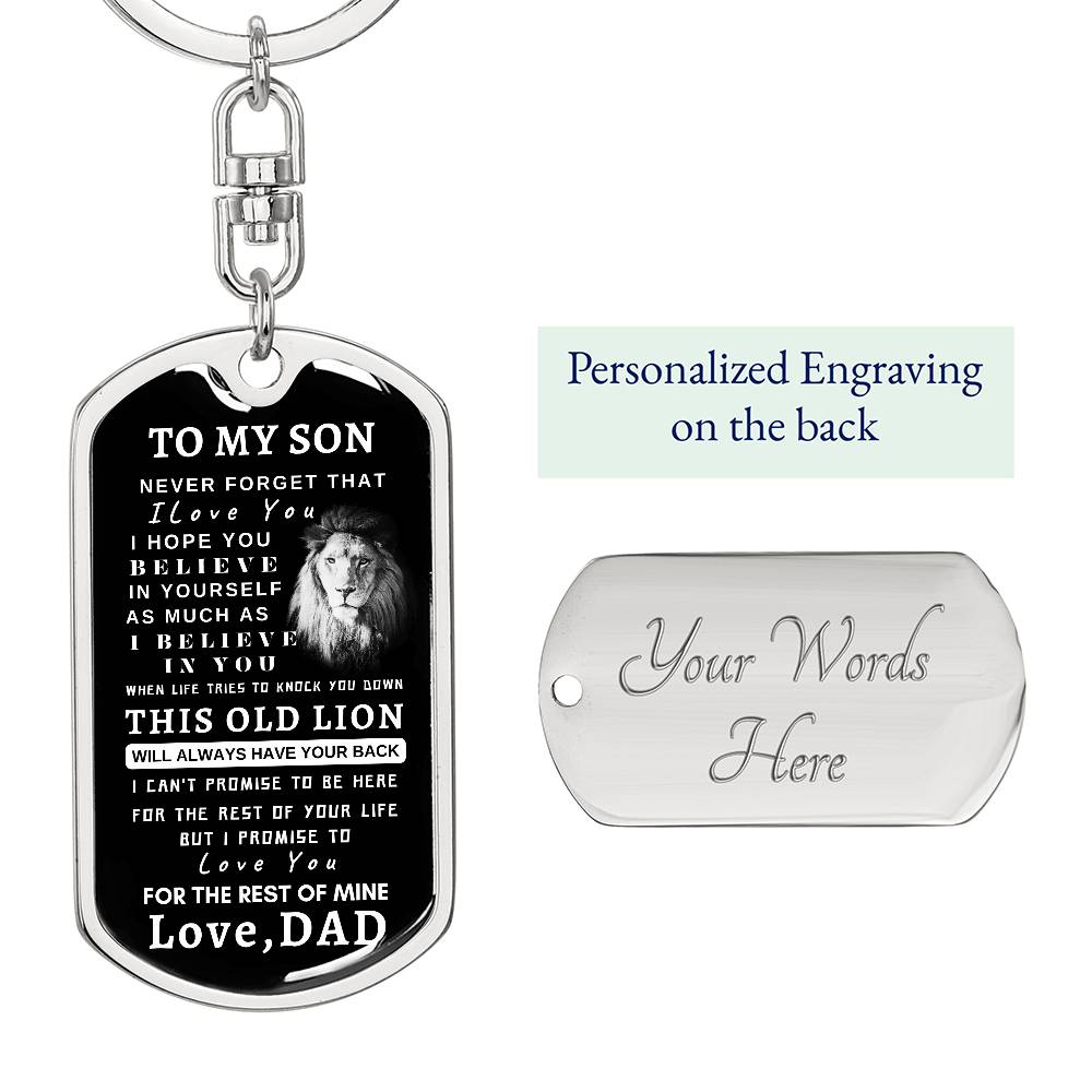 To My Son Dog Tag Key Chain