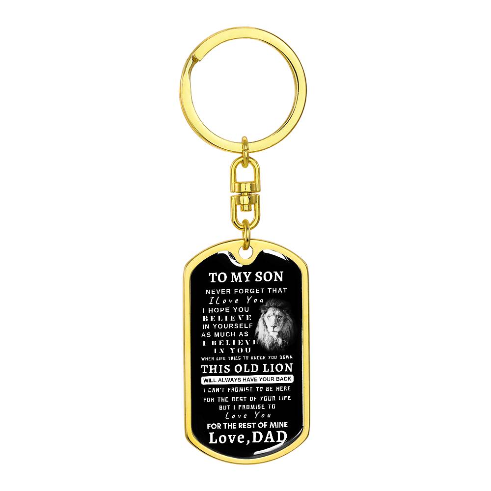 To My Son Dog Tag Key Chain