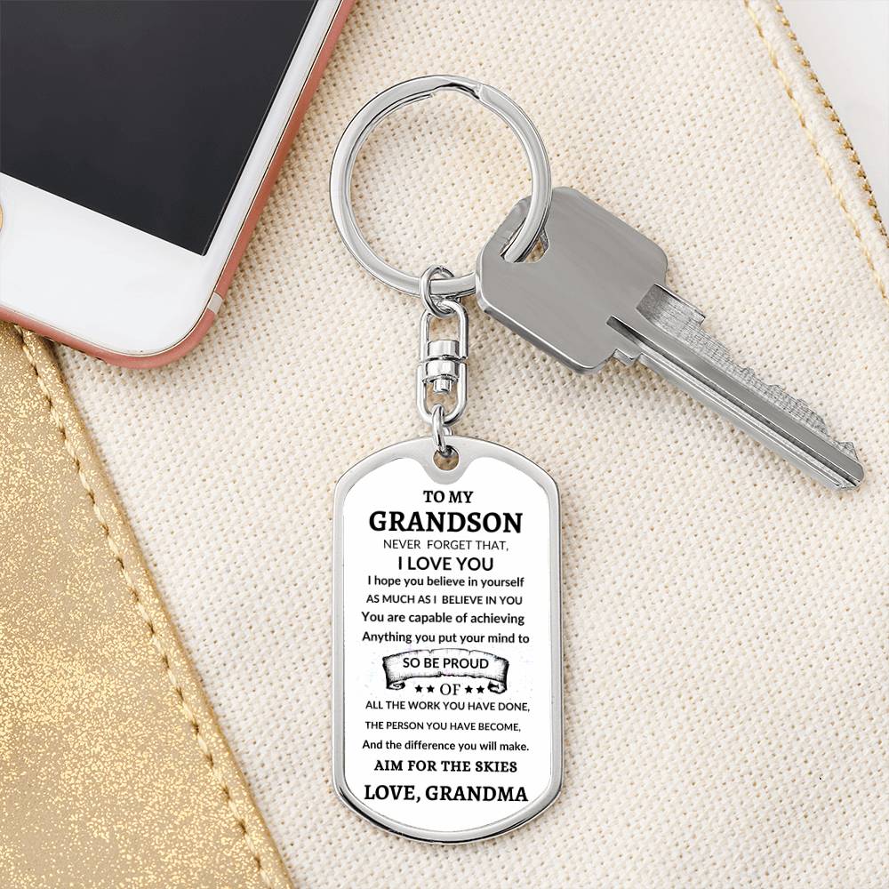 Dog Tag Key Chain To Grandson From Grandma