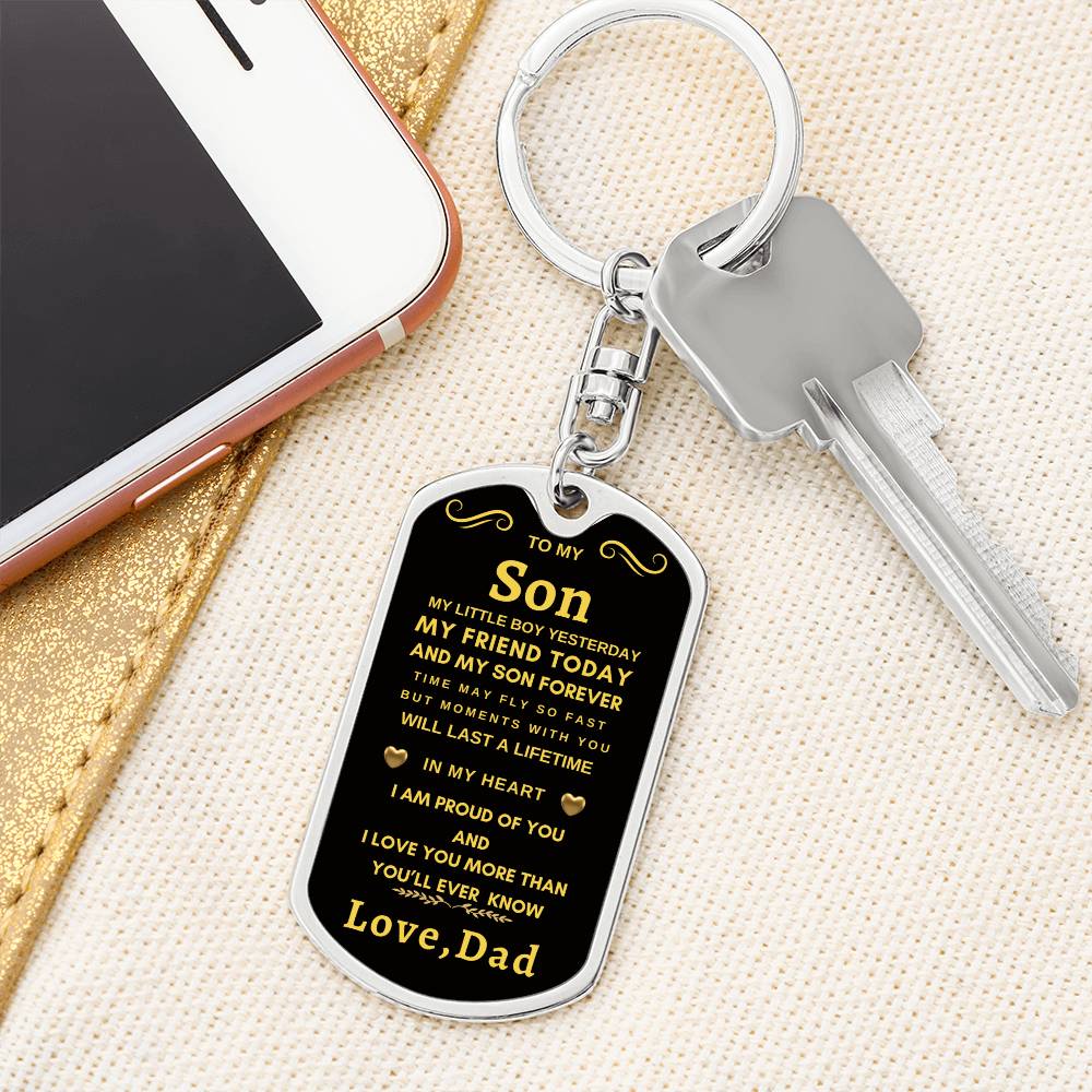 Dog Tag Key Chain To Son From Dad