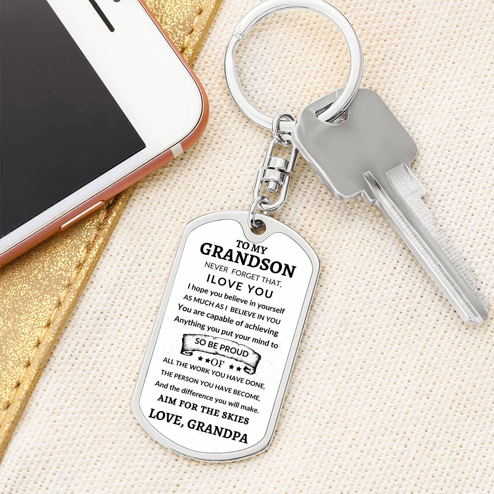 Dog Tag Key Chain To Grandson From Grandpa