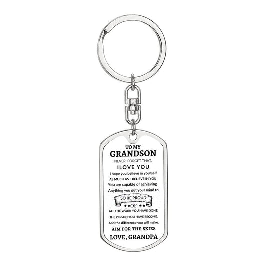 Dog Tag Key Chain To Grandson From Grandpa