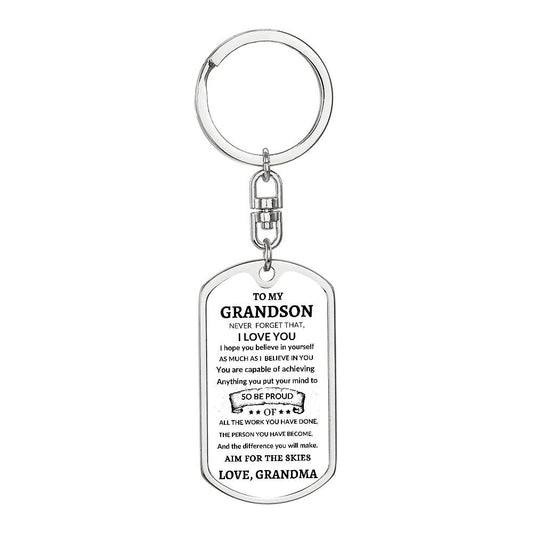 Dog Tag Key Chain To Grandson From Grandma