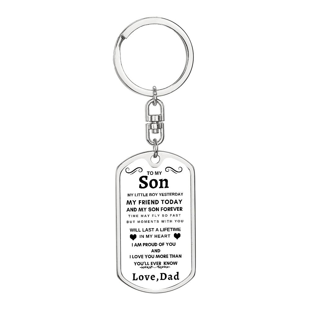 Dog Tag Key Chain To Son From Dad