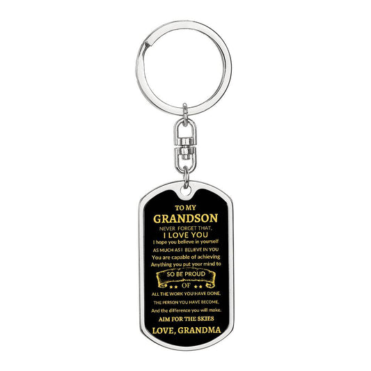 Dog Tag Key Chain To Grandson From Grandma