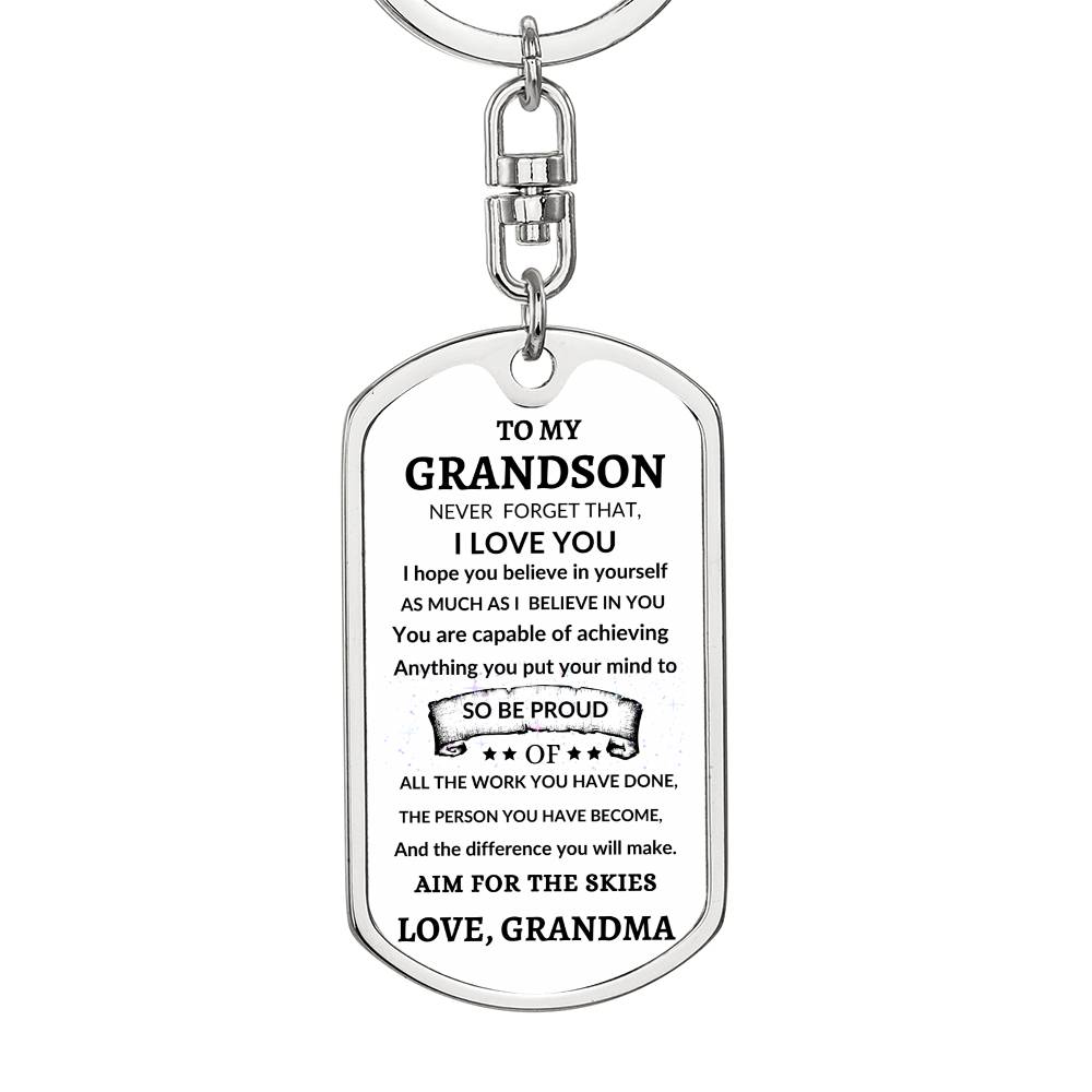 Dog Tag Key Chain To Grandson From Grandma