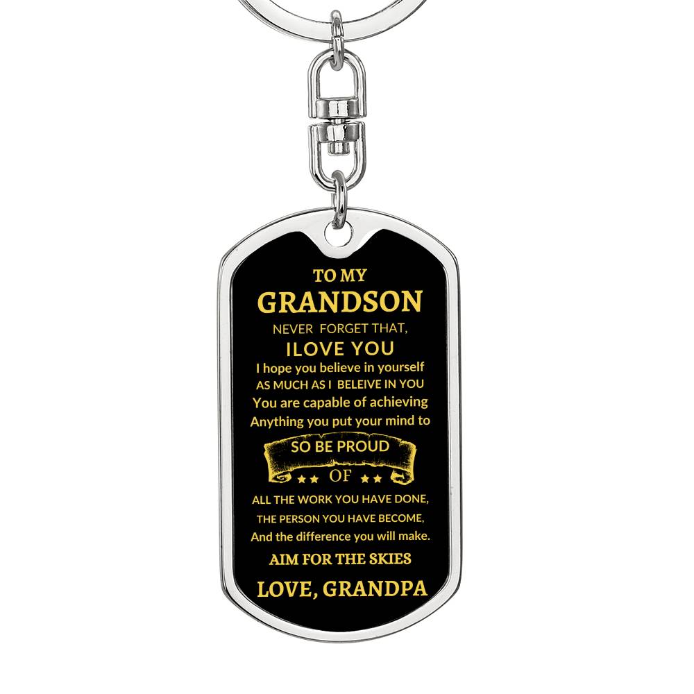 Dog Tag Key Chain To Grandson From Grandpa