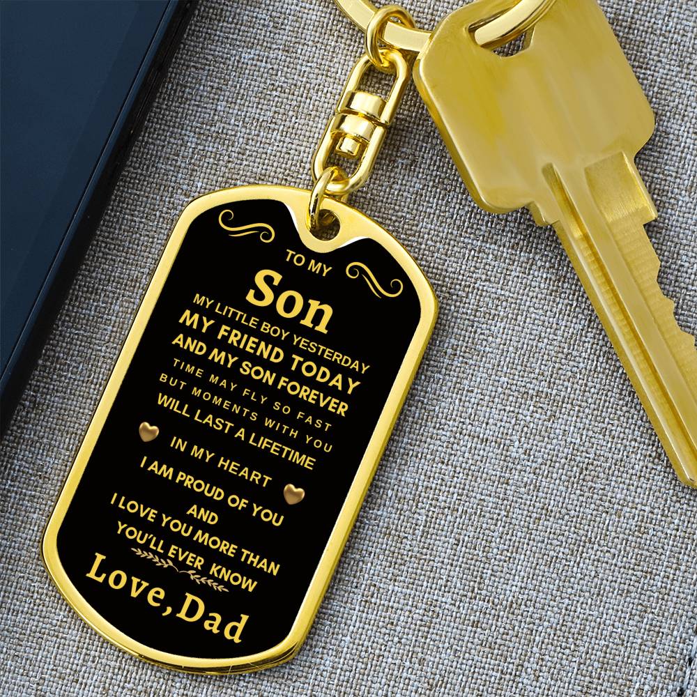 Dog Tag Key Chain To Son From Dad