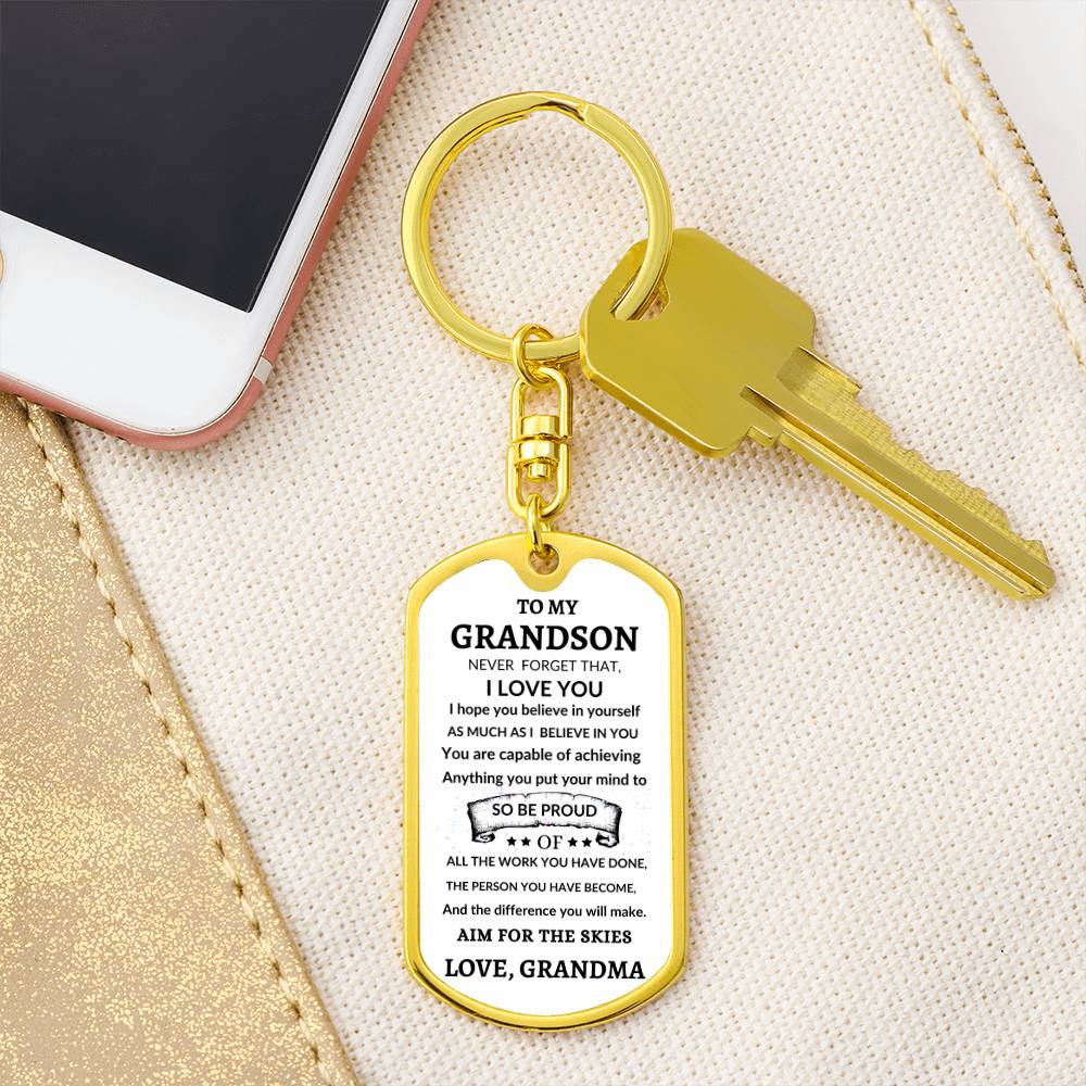 Dog Tag Key Chain To Grandson From Grandma