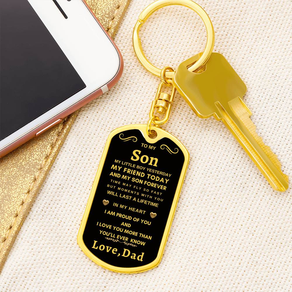 Dog Tag Key Chain To Son From Dad