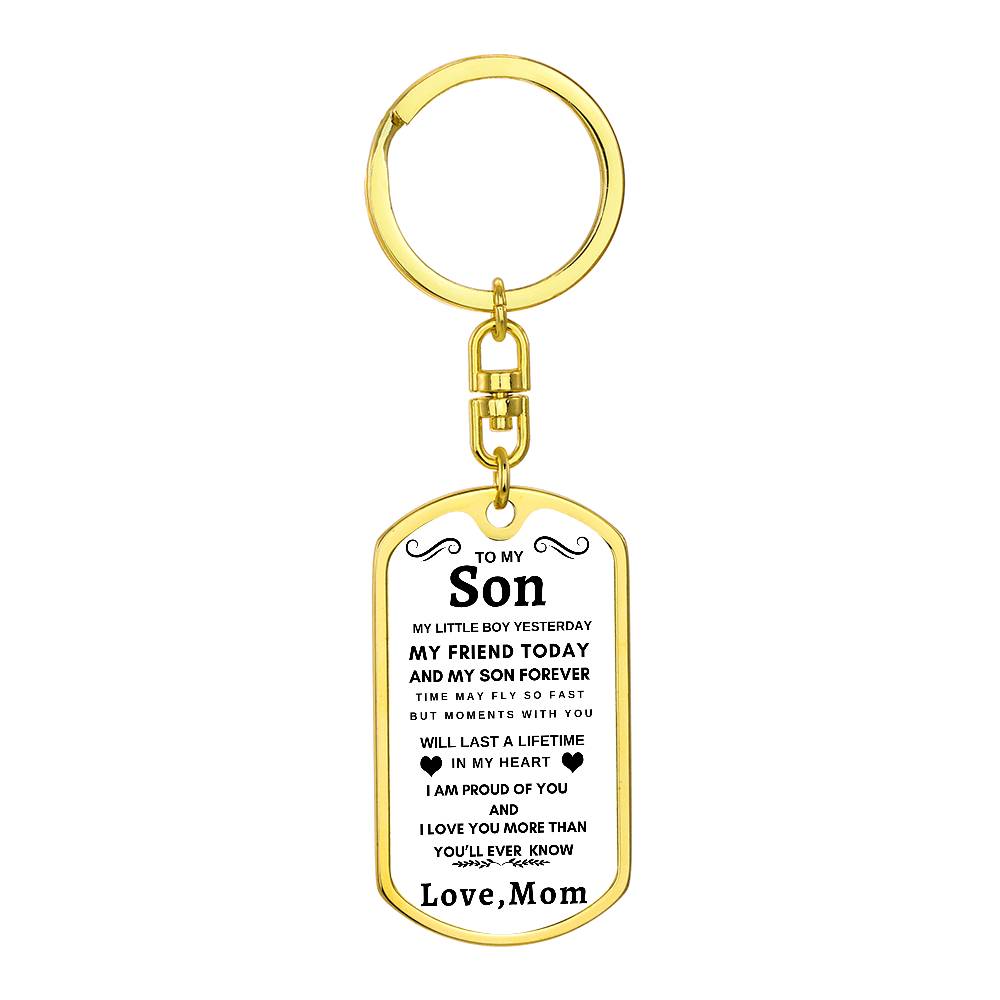 Dog Tag Key Chain To Son From Mom