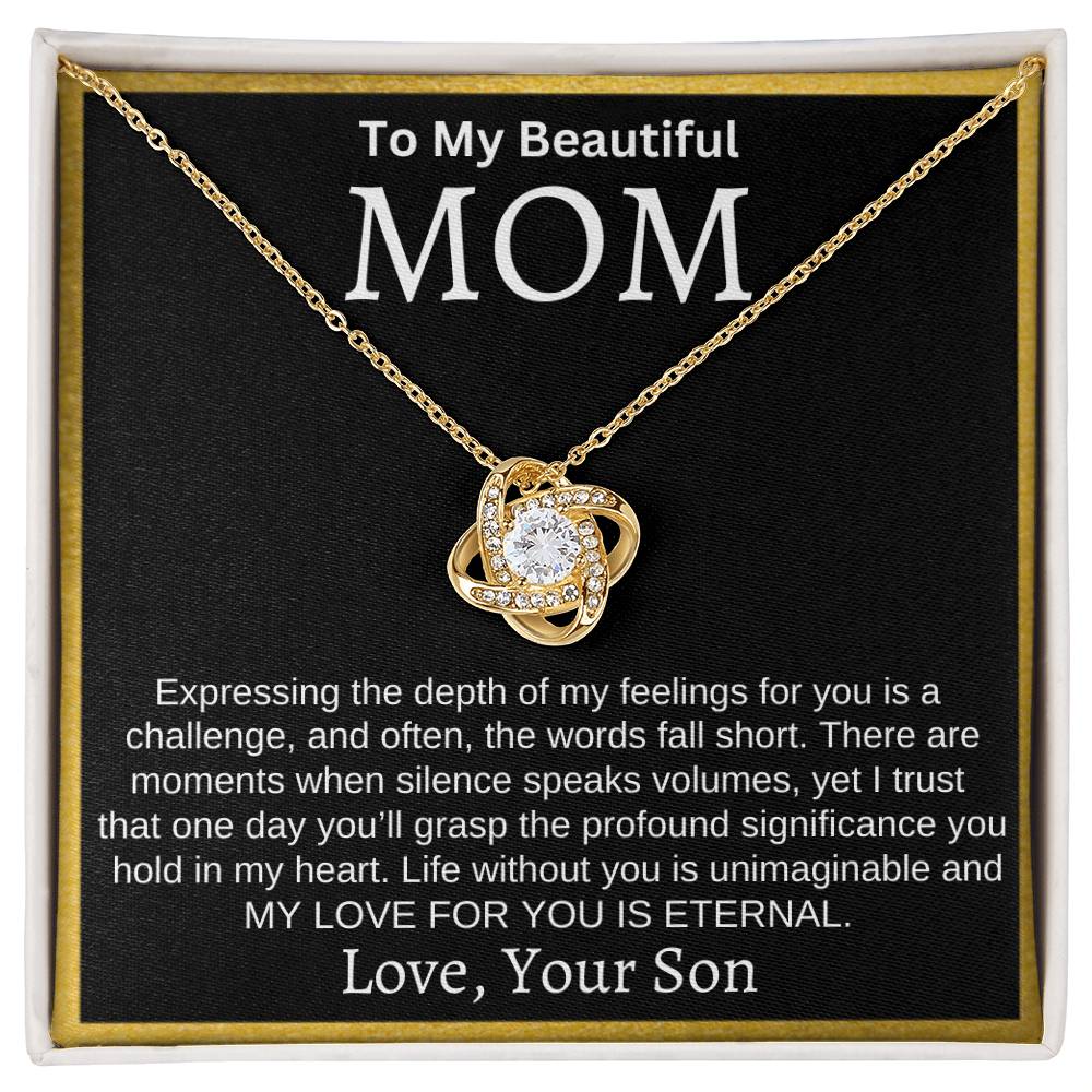 To My Beautiful Mom "My Love For You Is Eternal" Necklace From Son | Mother's Day, Christmas, Birthday Gift