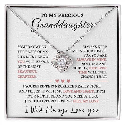 To My Precious Granddaughter Love Knot Necklace-Christmas gift, Graduation Gift, Baby Shower, Birthday gift