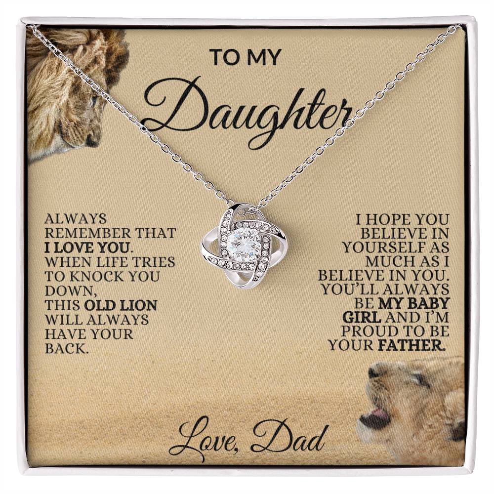 To My Daughter Love Knot Necklace