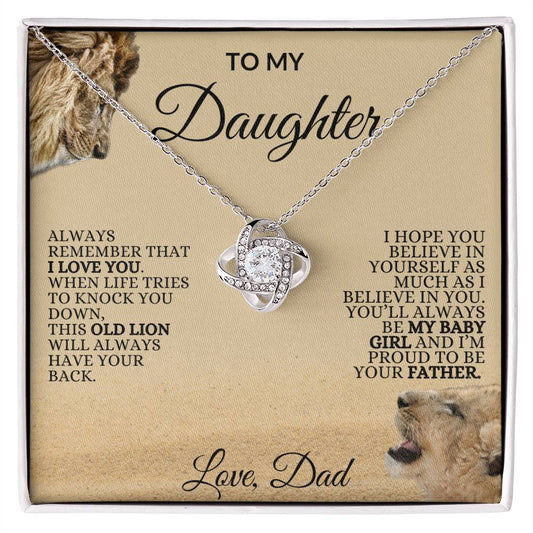 To My Daughter Love Knot Necklace