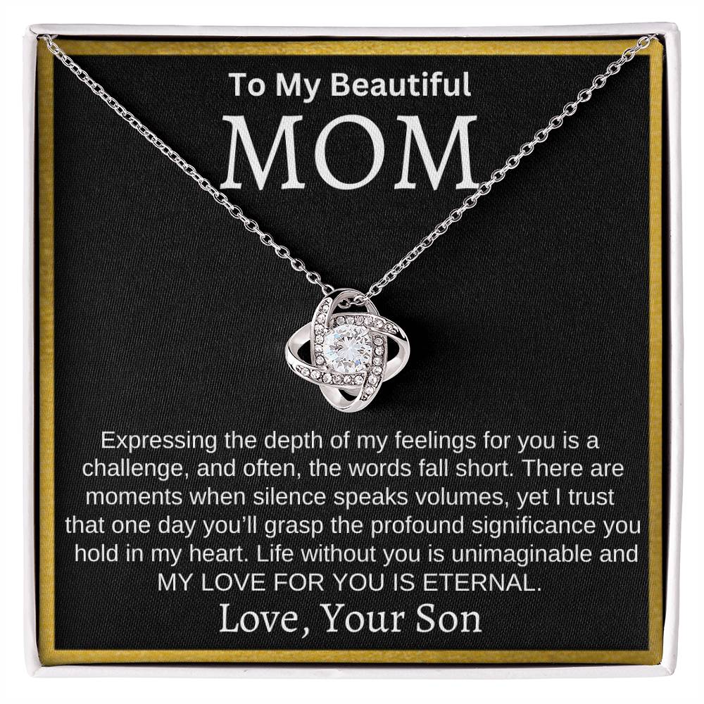 To My Beautiful Mom "My Love For You Is Eternal" Necklace From Son | Mother's Day, Christmas, Birthday Gift