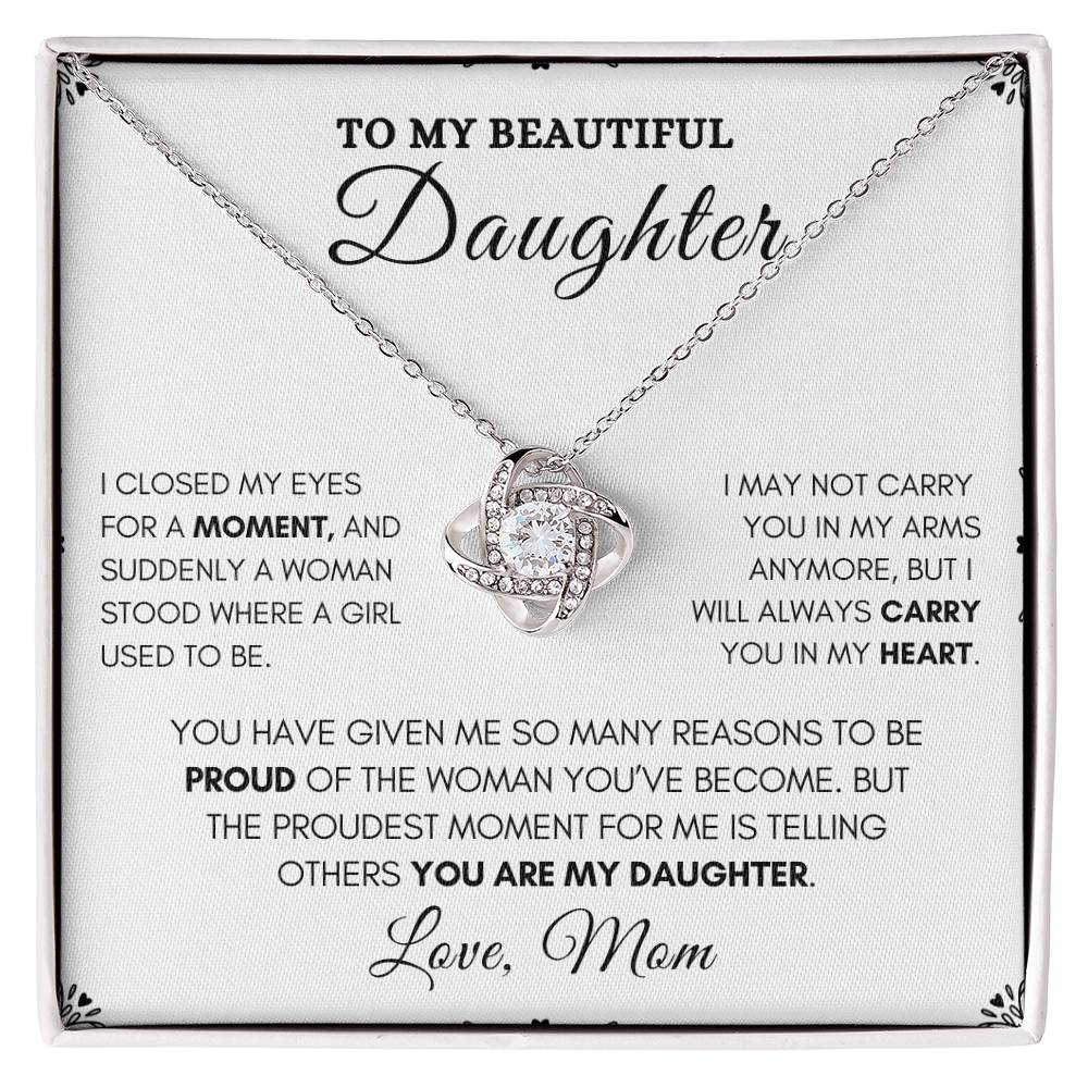 To My Daughter-Beautiful Love Knot Necklace