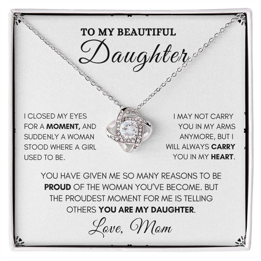 To My Daughter-Beautiful Love Knot Necklace