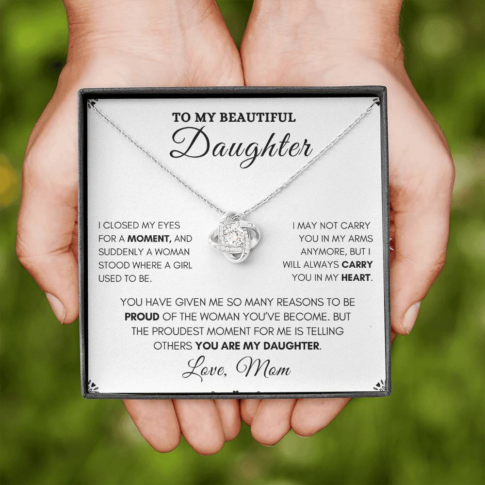 To My Daughter-Beautiful Love Knot Necklace