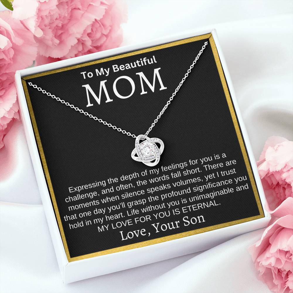 To My Beautiful Mom "My Love For You Is Eternal" Necklace From Son | Mother's Day, Christmas, Birthday Gift
