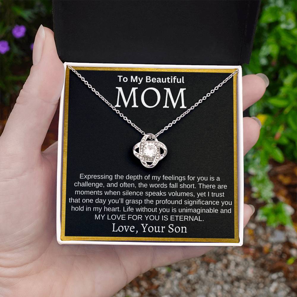 To My Beautiful Mom "My Love For You Is Eternal" Necklace From Son | Mother's Day, Christmas, Birthday Gift