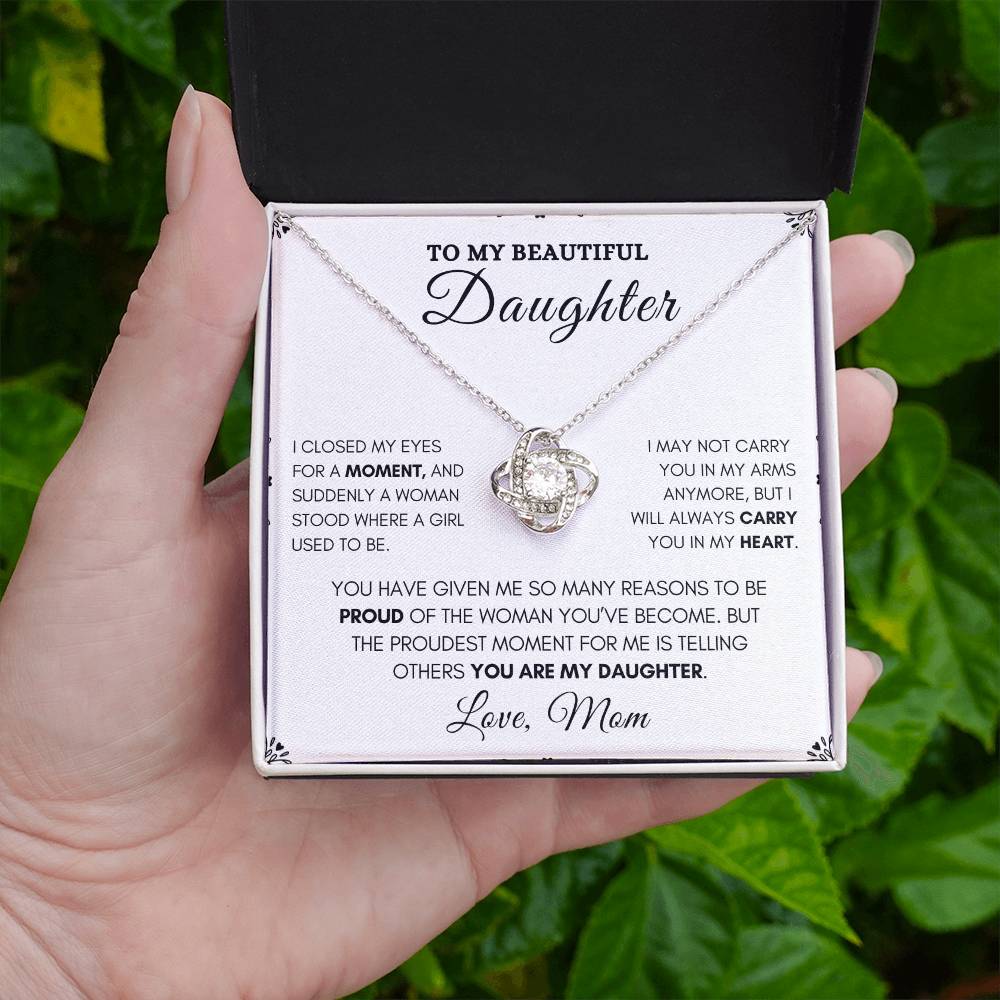 To My Daughter-Beautiful Love Knot Necklace