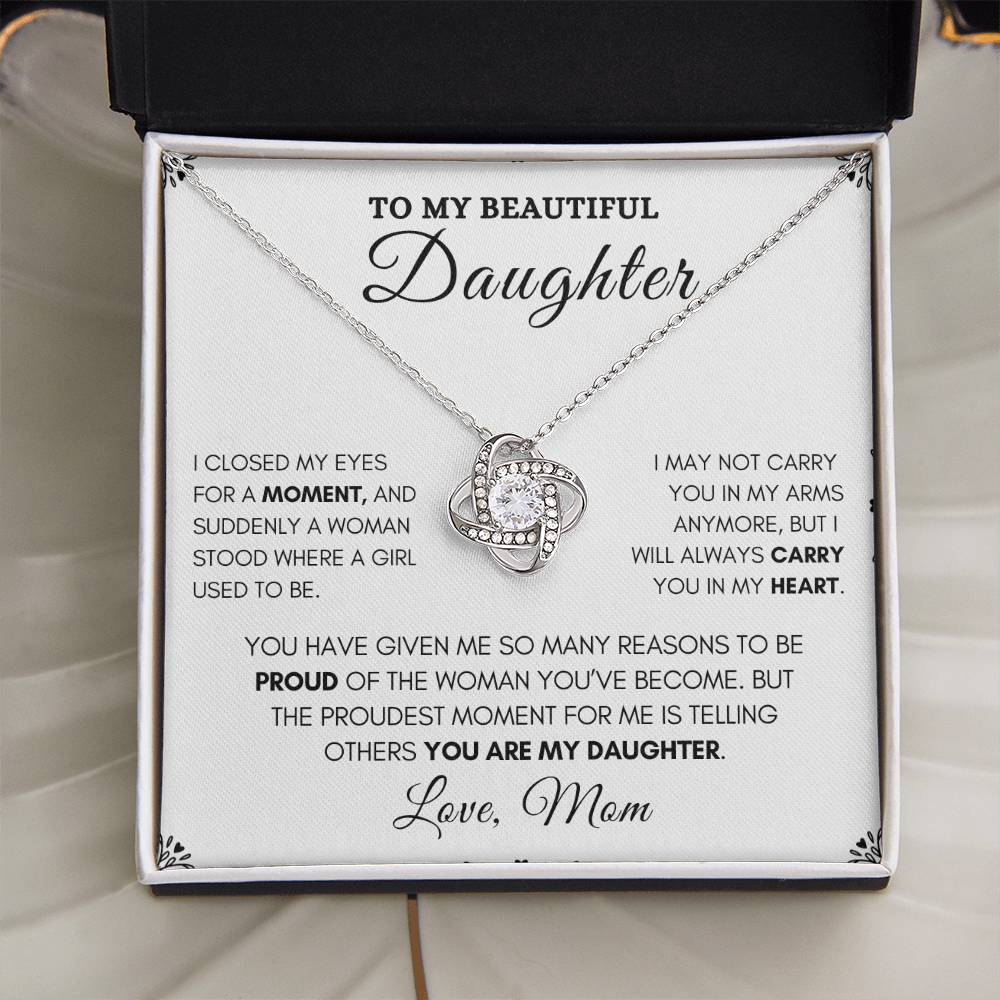 To My Daughter-Beautiful Love Knot Necklace