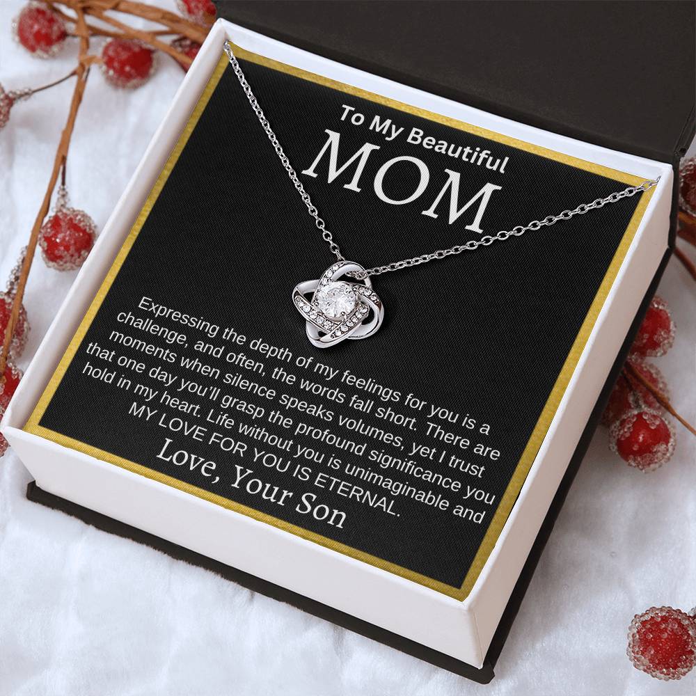 To My Beautiful Mom "My Love For You Is Eternal" Necklace From Son | Mother's Day, Christmas, Birthday Gift