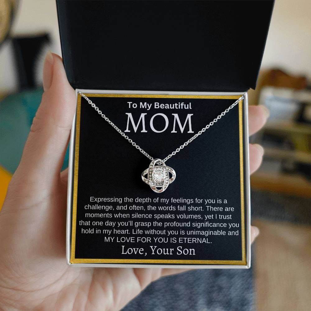 To My Beautiful Mom "My Love For You Is Eternal" Necklace From Son | Mother's Day, Christmas, Birthday Gift