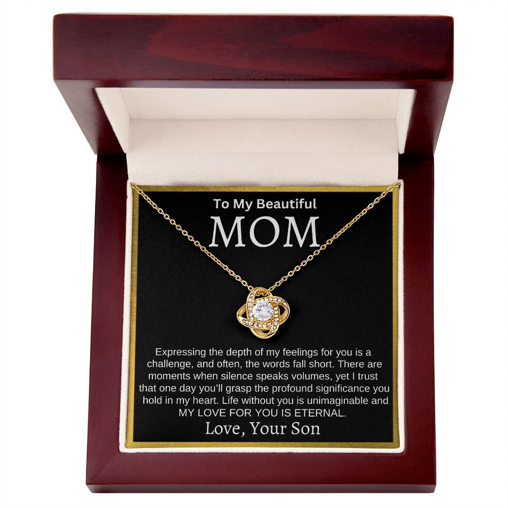 To My Beautiful Mom "My Love For You Is Eternal" Necklace From Son | Mother's Day, Christmas, Birthday Gift