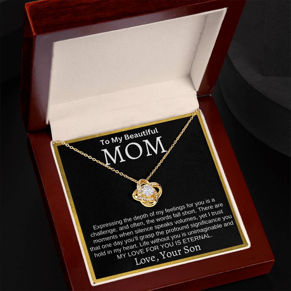 To My Beautiful Mom "My Love For You Is Eternal" Necklace From Son | Mother's Day, Christmas, Birthday Gift