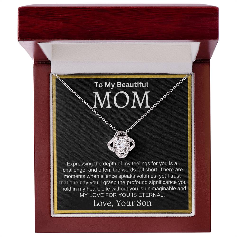 To My Beautiful Mom "My Love For You Is Eternal" Necklace From Son | Mother's Day, Christmas, Birthday Gift