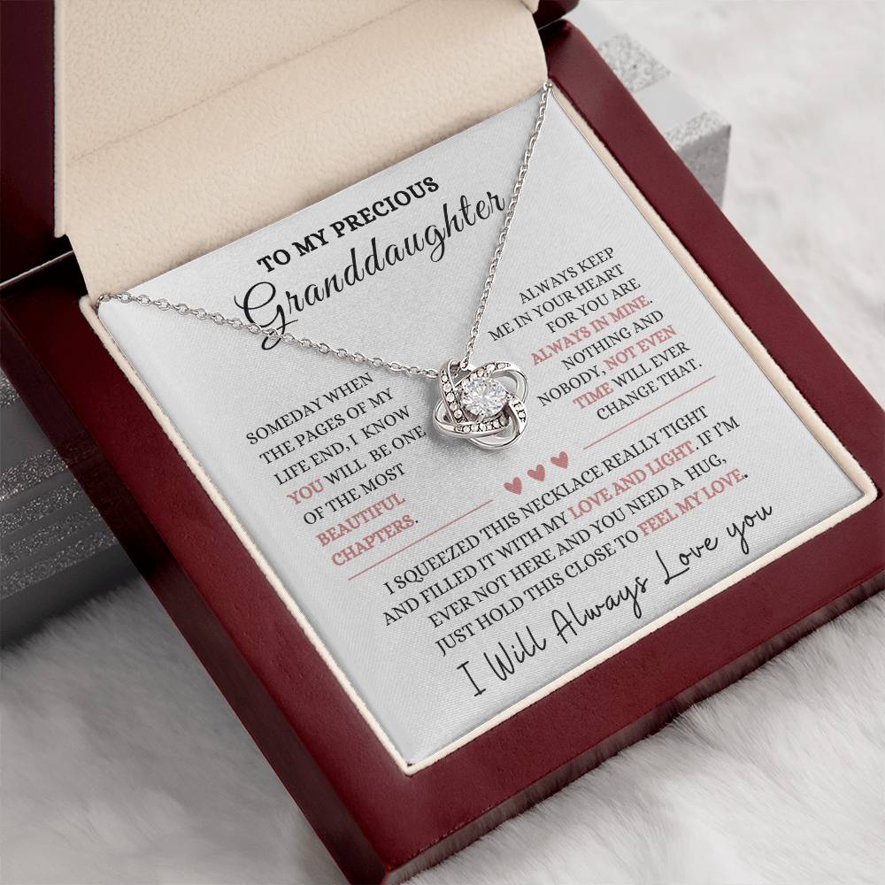 To My Precious Granddaughter Love Knot Necklace-Christmas gift, Graduation Gift, Baby Shower, Birthday gift