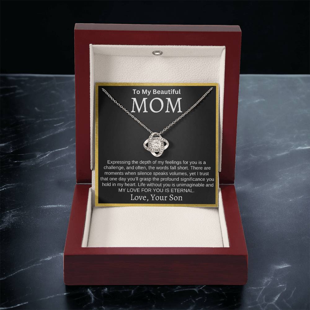 To My Beautiful Mom "My Love For You Is Eternal" Necklace From Son | Mother's Day, Christmas, Birthday Gift