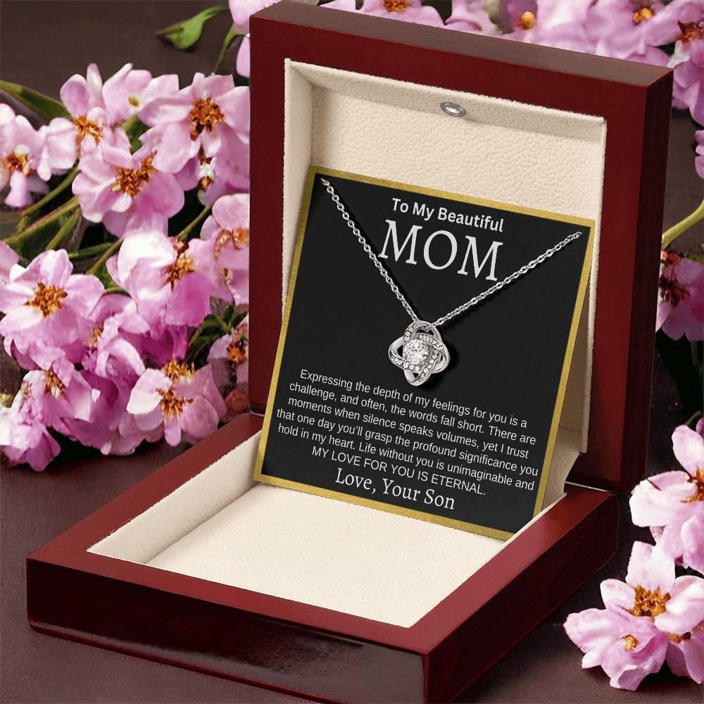 To My Beautiful Mom "My Love For You Is Eternal" Necklace From Son | Mother's Day, Christmas, Birthday Gift